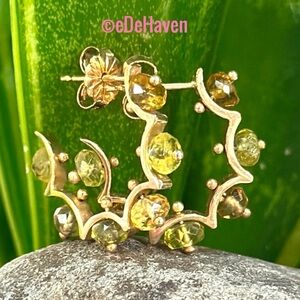 14k designer gemstone Hoop Earrings